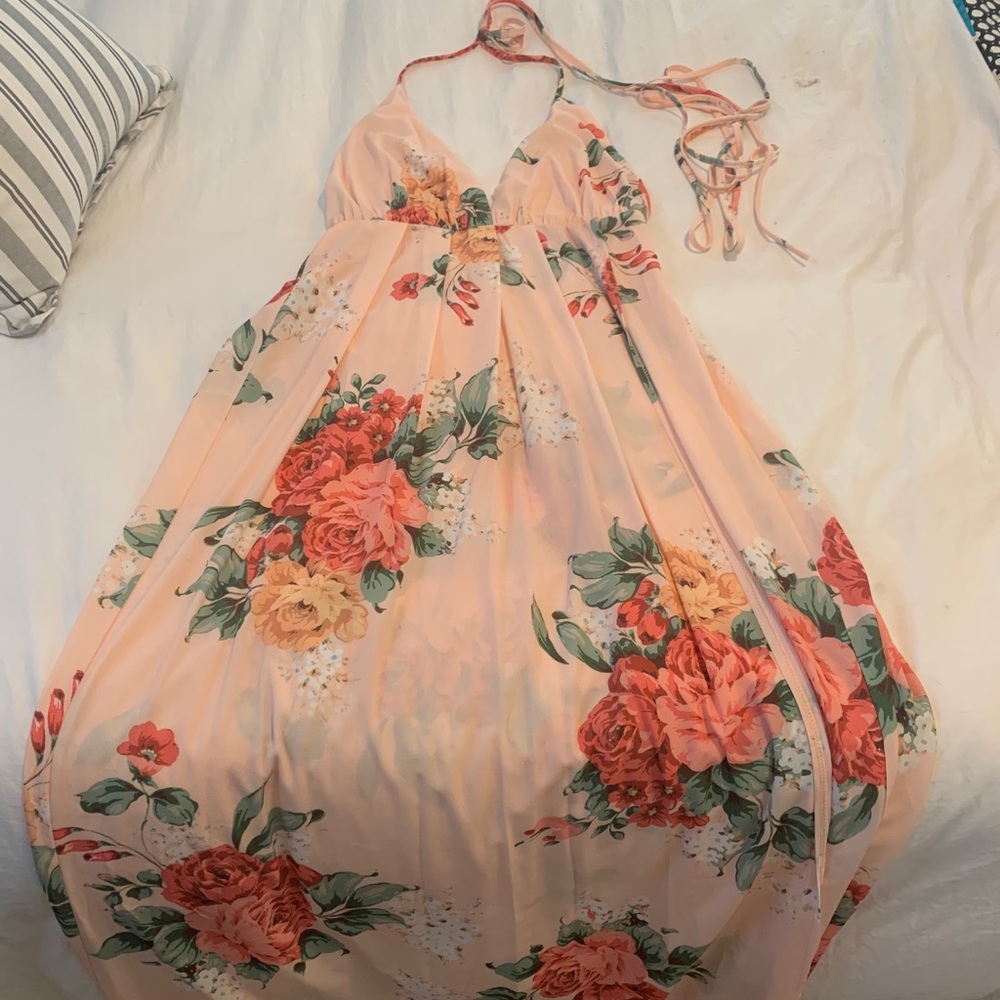 Spaghetti strap long floral dress